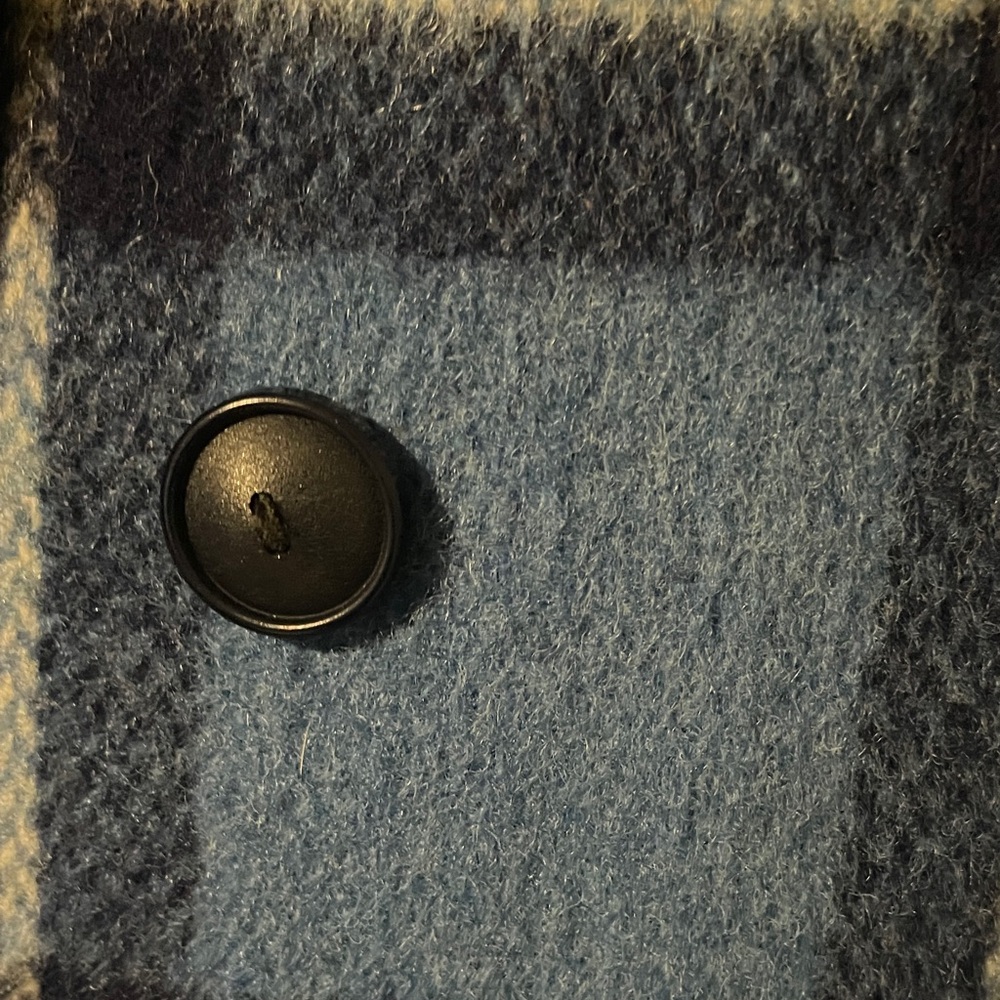 Vintage Blue Plaid Women's Wool Cape - Picture 3 of 5